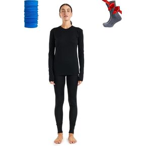 Merino Wool Base Layer Womens Set - Midweight Merino Wool Thermal Underwear for Women Top & Bottom + Neck Gaiter