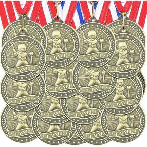 24 Pcs Tball Award Medals with Neck Ribbons Sports Awards Medals Sports Day Favors Prizes for Sports Competitions Party Winner Gift