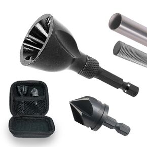 Pipe Deburring Tool Set with Storage Case- 2 Pcs Deburring Chamfer Tool Set with Internal Rotary Deburring & External Chamfering Tool- 1/4" Shank- Efficiently Removes Burr for Newly Cut Pipes- 2 Pack