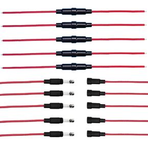 Yoiilnz 16 AWG Inline Fuse Holder for 6x30mm(Pack of 10) and Fast Blow Glass Fuse 5A(Pack of 10) (6x30)