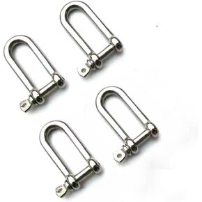 Stainless Steel Shackle Long D Shackle for Chains Wirerope Lifting Paracord Outdoor Camping Survival Rope Bracelets 5/32" 4mm Marine Grade