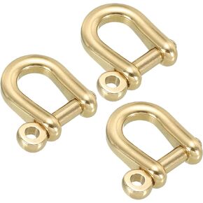 PATIKIL D-Ring Shackles, 3Pcs 1/4 Inch Inside Width Solid Brass U Shape Small Shackles for DIY Leather Craft Replacement