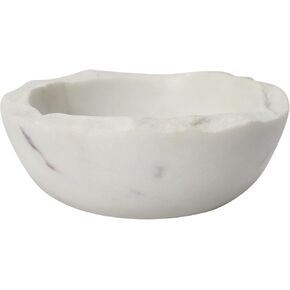 Bloomingville Marble Bowl with Raw Edge, White Serving Pieces, 4" L x 4" W x 2" H