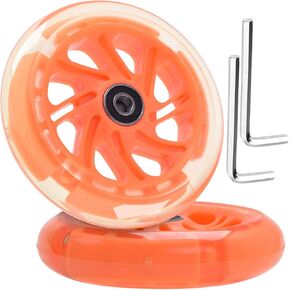 120mm x 28mm Light-up Kick Scooter Front Wheels 8mm OD Inline, LED Bearing Skateboard Silent Flash Wheel with Bearings ABEC-9 for Foldable Micro Mini 2-3-4 Wheel Kids Scooter Kickboard