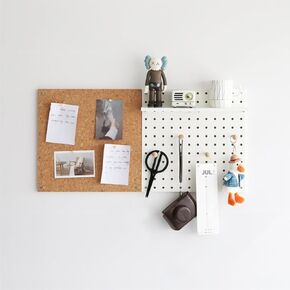 Cork Bulletin Board with Hanging Function, Natural Cork, Wall-Mounted Home Storage Rack (DDB-Birch Color)