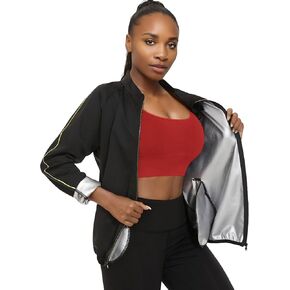 LAZAWG Sauna Suit Womens Long Sleeve Lightweight Zipper Workout Women Sweat Suits for Gym Running Fitness Exercise