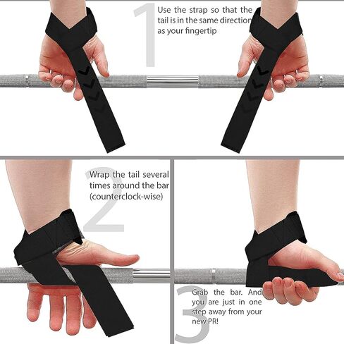 Lifting Straps Gym for Weight Lifting, Wrist Wraps Wrist Straps for Powerlifting, Dead lifting and Strength Training, 24" Cotton Straps with 4" thick Neoprene Padding for Men and Women in Saudi Arabia