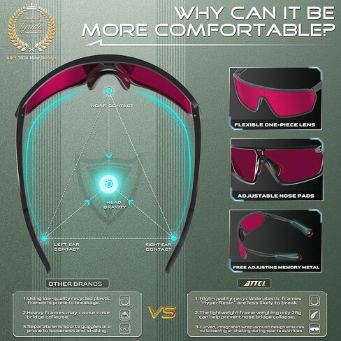 ATTCL Unisex Sports Sunglasses Men Women Teens For Running Cycling Biking UV400 Protection Bicycle MTB Riding Goggles in Kuwait