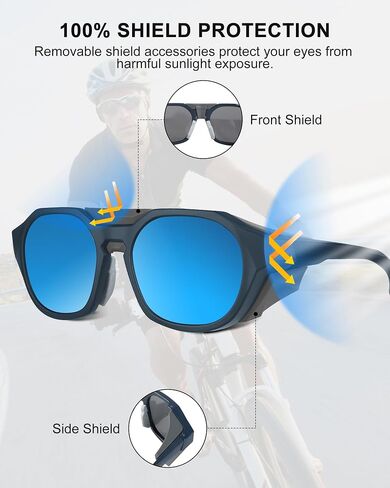 Polarized Sunglasses for Men Women, UV Protection, Light Shields Design with Elastic Strap, Ideal for Cycling Running Fishing Outdoor Sport, Blue in Saudi Arabia
