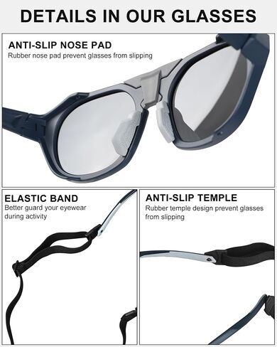 Polarized Sunglasses for Men Women, UV Protection, Light Shields Design with Elastic Strap, Ideal for Cycling Running Fishing Outdoor Sport, Blue in Saudi Arabia