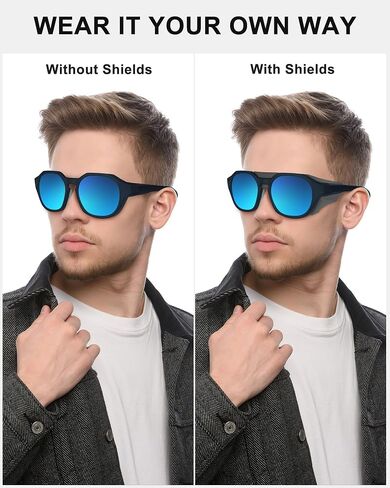 Polarized Sunglasses for Men Women, UV Protection, Light Shields Design with Elastic Strap, Ideal for Cycling Running Fishing Outdoor Sport, Blue in Saudi Arabia