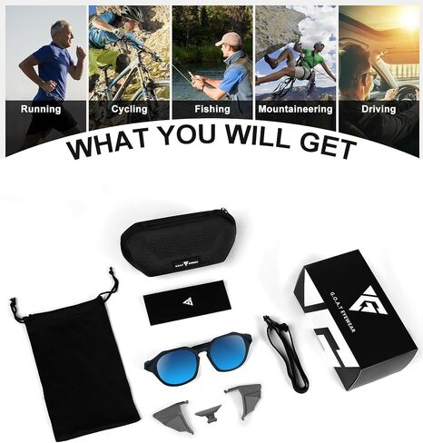 Polarized Sunglasses for Men Women, UV Protection, Light Shields Design with Elastic Strap, Ideal for Cycling Running Fishing Outdoor Sport, Blue in Saudi Arabia
