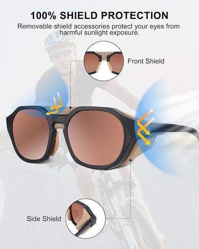 Polarized Sunglasses for Men Women, UV Protection, Light Shields Design with Elastic Strap, Ideal for Cycling Running Fishing Outdoor Sport, Brown in Saudi Arabia
