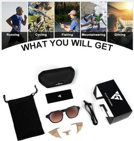 Polarized Sunglasses for Men Women, UV Protection, Light Shields Design with Elastic Strap, Ideal for Cycling Running Fishing Outdoor Sport, Brown in Saudi Arabia