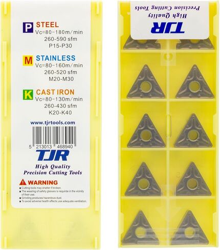 TJR® 10pcs TNMG Indexable Carbide Lathe Inserts of CNC Lathes and standart Lathes for Stainless Steel, Steel, Cast Iron and Other Metal Machining (TNMG160408-MA LF6018) in Saudi Arabia