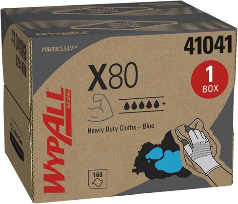 منديل كيمبرلي كلارك 41041 Wypall X80، طول 12.5 سم، عرض 16.8 سم، صندوق منبثق، أزرق، عبوة من 160 قطعة in Kuwait