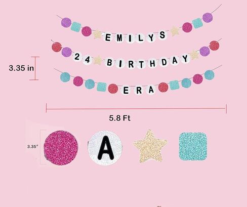 200 قطعة 3 بوصة DIY بريق الصداقة سوار حزب راية الزينة، عيد ميلاد Tayl SW Era حزب الزينة، للتخصيص عيد ميلاد سعيد راية، جولة حزب اللوازم حزب زينة للنساء in Saudi Arabia