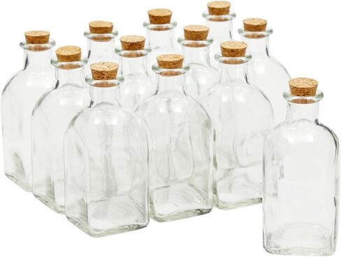 Juvale 12 Pack Clear 4 Oz Glass Bottles with Cork Lids, Tiny Vintage Style Potion Vases for Party Favors, DIY Crafts (120 ml) in Saudi Arabia