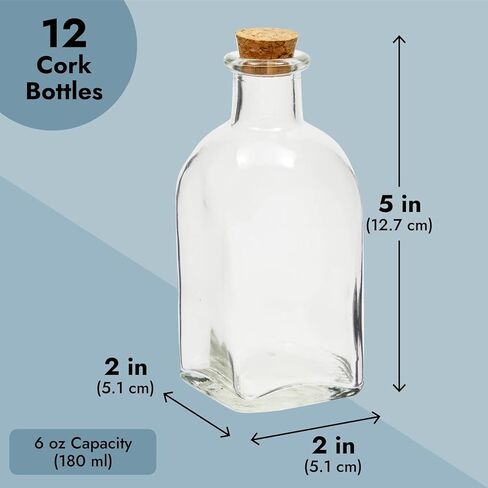 Juvale 12 Pack Clear 4 Oz Glass Bottles with Cork Lids, Tiny Vintage Style Potion Vases for Party Favors, DIY Crafts (120 ml) in Saudi Arabia