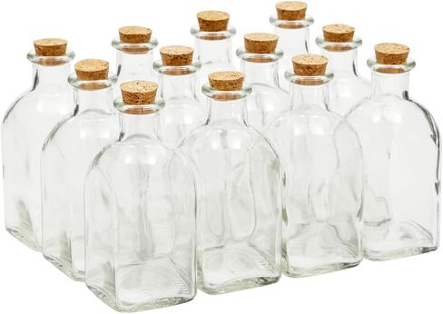 Juvale 12 Pack Clear 4 Oz Glass Bottles with Cork Lids, Tiny Vintage Style Potion Vases for Party Favors, DIY Crafts (120 ml) in Saudi Arabia