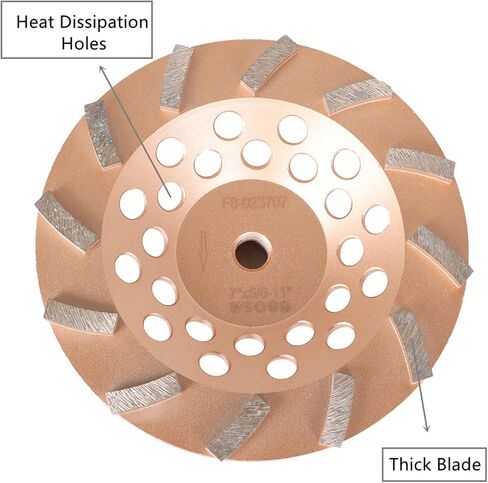 7 Inch Diamond Cup Grinding Wheel 12-Segments Heavy Duty Turbo Row Grinding Disc Diamond Segments 5/8-11 Arbor for Angle Grinder Polishing and Cleaning Concrete Granite Marble Stone in Saudi Arabia