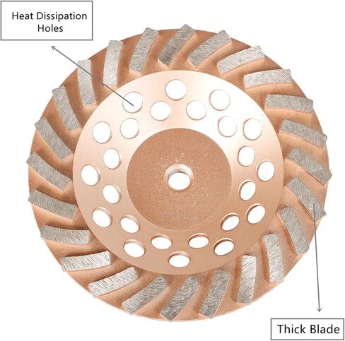7 Inch Diamond Cup Grinding Wheel 12-Segments Heavy Duty Turbo Row Grinding Disc Diamond Segments 5/8-11 Arbor for Angle Grinder Polishing and Cleaning Concrete Granite Marble Stone in Saudi Arabia