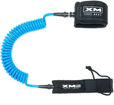 XM Stand-UP Paddle (SUP) 6ft-12ft Leash, Regular Cord Thickness (.270in), Key Pocket, Unbreakable Swivels, Detachable Railsaver, Made in USA in Saudi Arabia