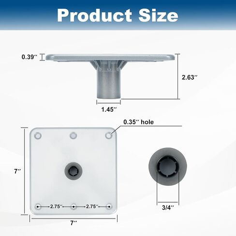 2pcs Boat Seat Base, 7" x 7" Boat Seat Pedestal Aluminum with 3/4" Pin Post Socket for Most Boat Seats in Saudi Arabia