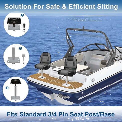 2pcs Boat Seat Base, 7" x 7" Boat Seat Pedestal Aluminum with 3/4" Pin Post Socket for Most Boat Seats in Saudi Arabia