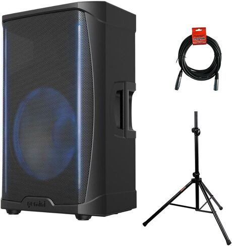 مكبرات صوت Gemini Sound GD-L215PRO احترافية بقدرة 1300 وات مع حزمة بلوتوث مع حامل مكبر صوت فولاذي Auray SS-4420 وكابل XLR- XLR in Kuwait