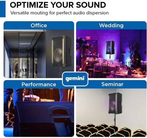 مكبرات صوت Gemini Sound GD-L215PRO احترافية بقدرة 1300 وات مع حزمة بلوتوث مع حامل مكبر صوت فولاذي Auray SS-4420 وكابل XLR- XLR in Kuwait