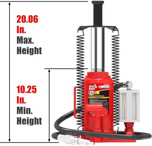 BIG RED TA91206-1 Torin 12 Ton Air Hydraulic Bottle Jack with Aluminum Alloy Pump/Pneumatic Quick Lift Welded Car Jack with Longer Lifespan,for Car, Pickup, Truck, SUV, Industrial Engineering,Red in Saudi Arabia
