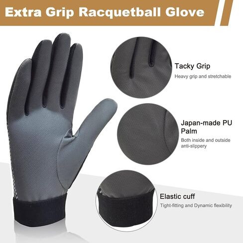 Extra Grip Racquetball Glove, Quick-Dry Breathable Pickleball Gloves for Right or Left Hand in Kuwait