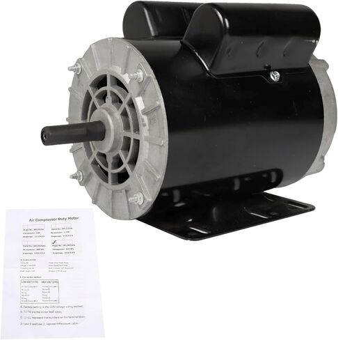 Universal 3 HP Air Compressor Motor 60HZ 56 Frame 5/8 Inch Shaft 115/230V 3450RPM Black in Saudi Arabia