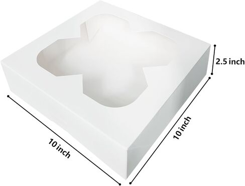 25-Pack 10x10x2.5 Pie Boxes with Window, White Bakery Boxes for Pies, Donuts and Strawberry Chocolate in Saudi Arabia