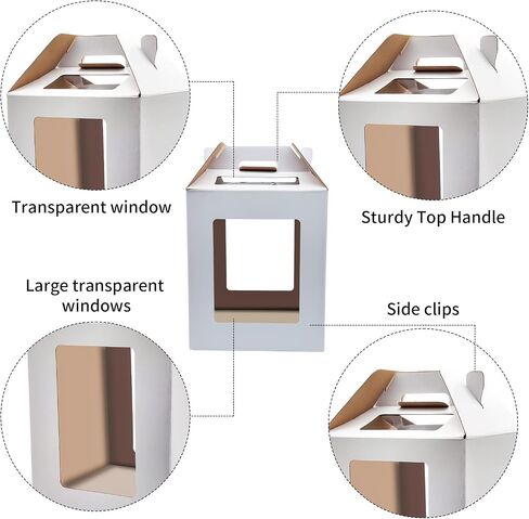 KBG Tall Cake Boxes White with Window,2pcs Tiered Cake Boxes 10x10x12 and 12x12x14 Inch Tier Cake Carrier with 2 Cake Boards,Disposable Cake Containers for 10 Inch 12 Inch in Saudi Arabia