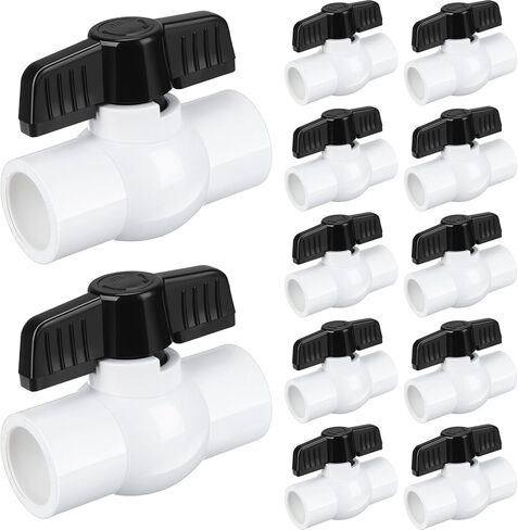 12 Pcs 3/4" PVC Ball Valve Water Shut off Valve PVC Valve with Easy to Rotate Black T Handle for Cold Water Supply Lines Irrigation Pipe Fitting System Socket x Socket, Schedule 40, 150 Psi in Saudi Arabia