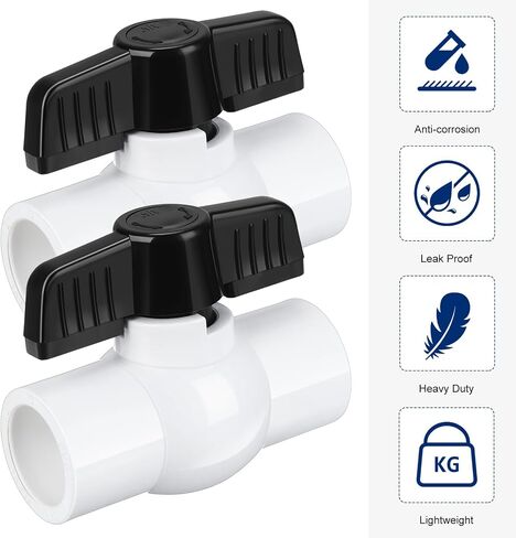 12 Pcs 3/4" PVC Ball Valve Water Shut off Valve PVC Valve with Easy to Rotate Black T Handle for Cold Water Supply Lines Irrigation Pipe Fitting System Socket x Socket, Schedule 40, 150 Psi in Saudi Arabia
