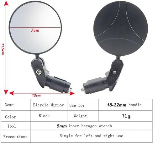 قطعتان من النظارات الرجعية العالمية للدراجة الهوائية القابلة للتعديل ruota grandangolare manubrio da ciclismo vista postoriore لكل ملحقات الدراجة الهوائية da strada MTB (أسود) in Kuwait