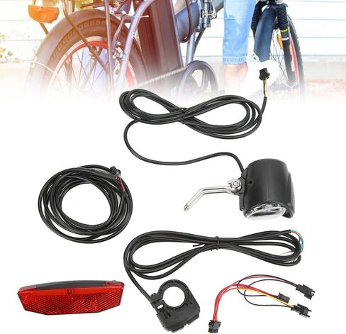 Electric Bike Light Kit, Electric Bike Headlight Tail Light Sets Double Switch ABS 4 LED Beads 3 in 1 OutdoorFront Rear Warning Lights Kit in Saudi Arabia