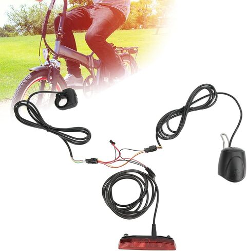 Electric Bike Light Kit, Electric Bike Headlight Tail Light Sets Double Switch ABS 4 LED Beads 3 in 1 OutdoorFront Rear Warning Lights Kit in Saudi Arabia