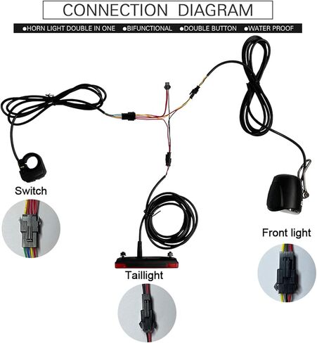 Electric Bike Light Kit, Electric Bike Headlight Tail Light Sets Double Switch ABS 4 LED Beads 3 in 1 OutdoorFront Rear Warning Lights Kit in Saudi Arabia