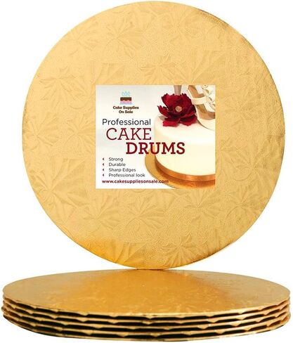 12 inch Gold Round Thin Sturdy Cake Board Drums for Displaying Cakes, 1/4 Inch Thick, (12-Pack) in Saudi Arabia
