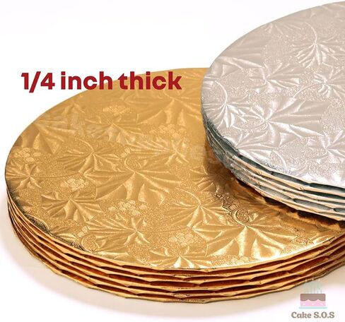 12 inch Gold Round Thin Sturdy Cake Board Drums for Displaying Cakes, 1/4 Inch Thick, (12-Pack) in Saudi Arabia