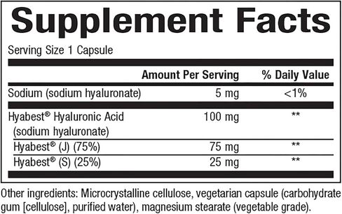 Natural Factors - Hyabest Hyaluronic Acid, Supports Healthy Joints & Skin, 60 Vegetarian Capsules in Saudi Arabia