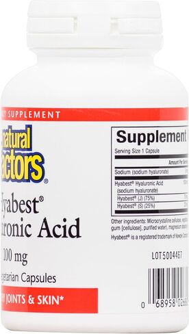 Natural Factors - Hyabest Hyaluronic Acid, Supports Healthy Joints & Skin, 60 Vegetarian Capsules in Saudi Arabia