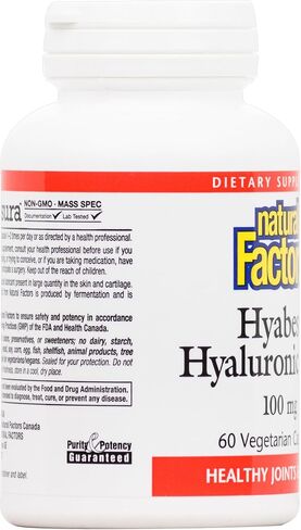 Natural Factors - Hyabest Hyaluronic Acid, Supports Healthy Joints & Skin, 60 Vegetarian Capsules in Saudi Arabia