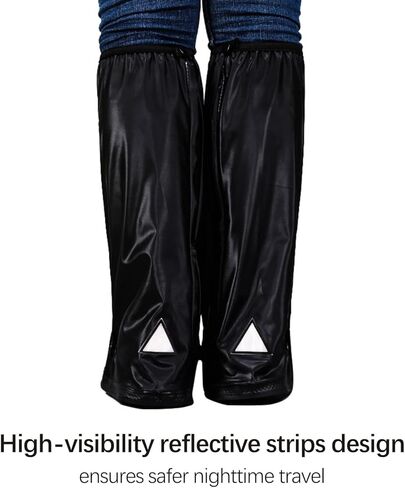 Shoe Covers with Zipper Long pattern Waterproof Shoe Covers Reusable Cycling Galoshes for Rainy and Snowy Outdoors Garden etc, Rain Boots for Men Women Kid(Black, Small) in Saudi Arabia
