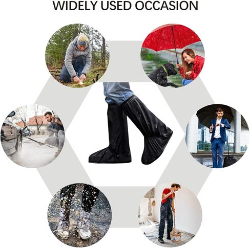 Shoe Covers with Zipper Long pattern Waterproof Shoe Covers Reusable Cycling Galoshes for Rainy and Snowy Outdoors Garden etc, Rain Boots for Men Women Kid(Black, Small) in Saudi Arabia