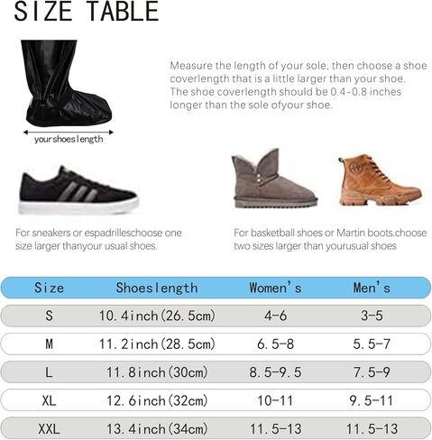 Shoe Covers with Zipper Long pattern Waterproof Shoe Covers Reusable Cycling Galoshes for Rainy and Snowy Outdoors Garden etc, Rain Boots for Men Women Kid(Black, Small) in Saudi Arabia
